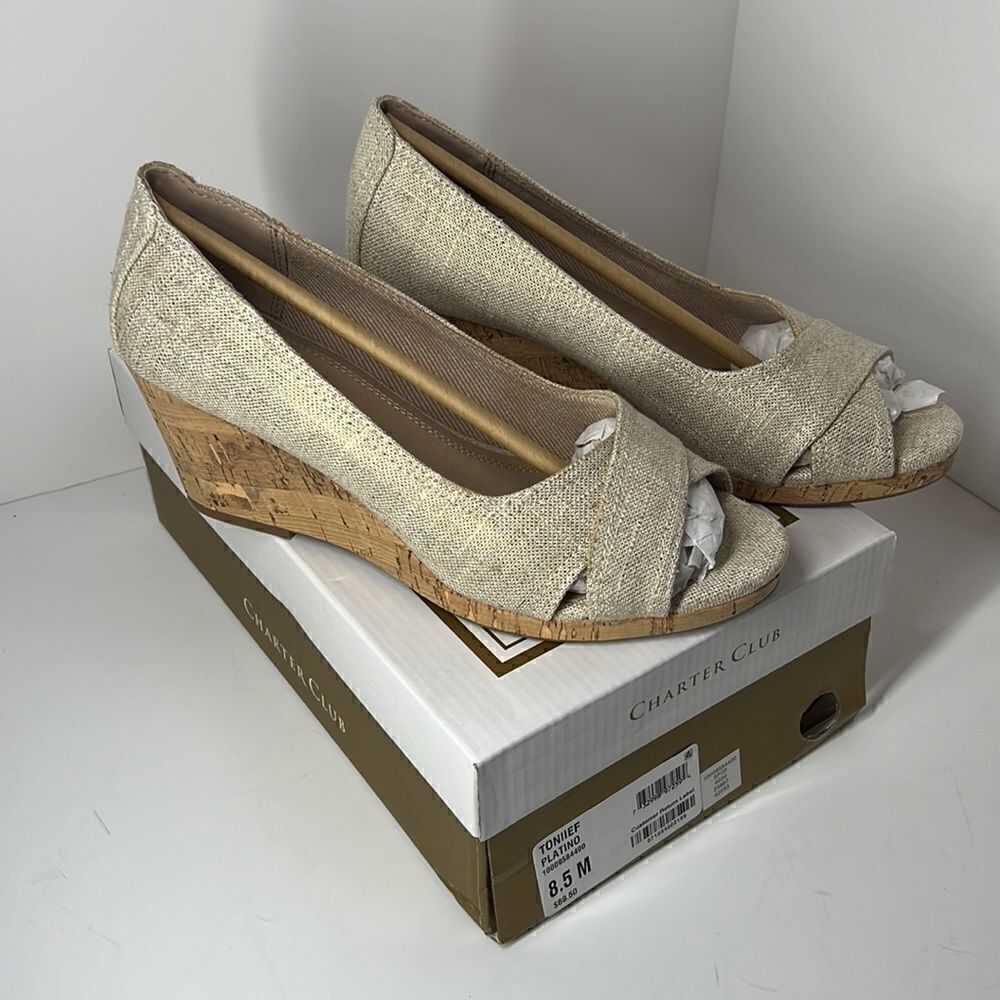 Charter Club Toniie Platino Wedge Sandals size 8.5M - Picture 2 of 8